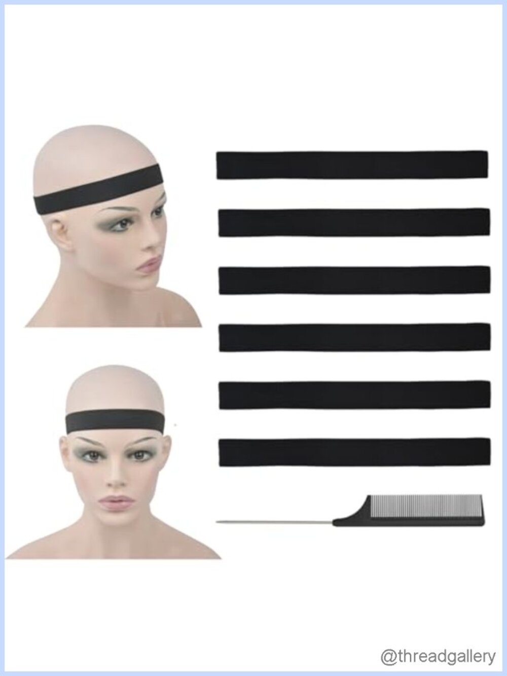 6 Pcs Elastic Band Lace Melting Adjustable Wig Headbands 1 Inch